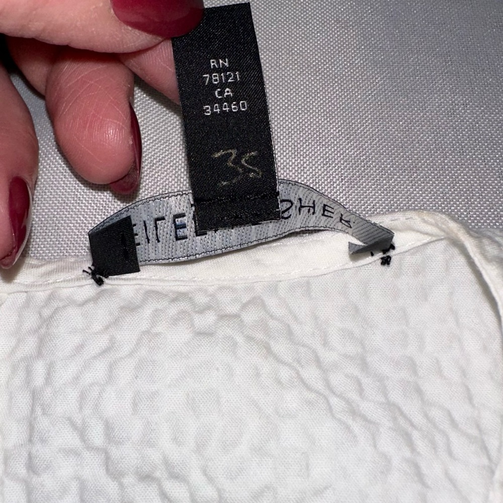 Eileen Fisher White Seersucker Textured Boxy Tee Sz Small Petite Clean Lagenlook - Picture 11 of 13